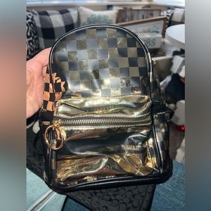 Mini backpack checkered gold &‎ black
